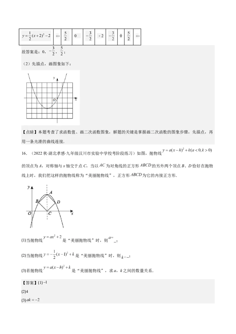 专题22.2二次函数y=ax&sup2;、y=ax&sup2;+k、y=a(x-h)&sup2;、y=a(x-h)&sup2;+k的图象和性质之四大考点（教师版）_人教版数学九年级上册_版本二_九年级数学上册（人教版）_重难点专题提优-V8