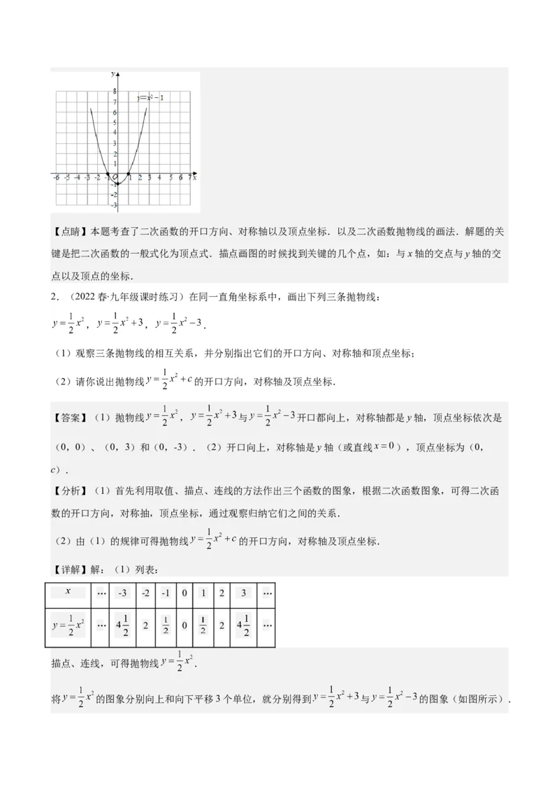 专题22.2二次函数y=ax&sup2;、y=ax&sup2;+k、y=a(x-h)&sup2;、y=a(x-h)&sup2;+k的图象和性质之四大考点（教师版）_人教版数学九年级上册_版本二_九年级数学上册（人教版）_重难点专题提优-V8