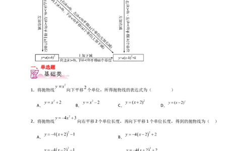 专题22.16二次函数图象的平移（分层练习）-（人教版）_人教版数学九年级上册_版本二_九年级数学上册（人教版）_专题突破练习-V4_2024版