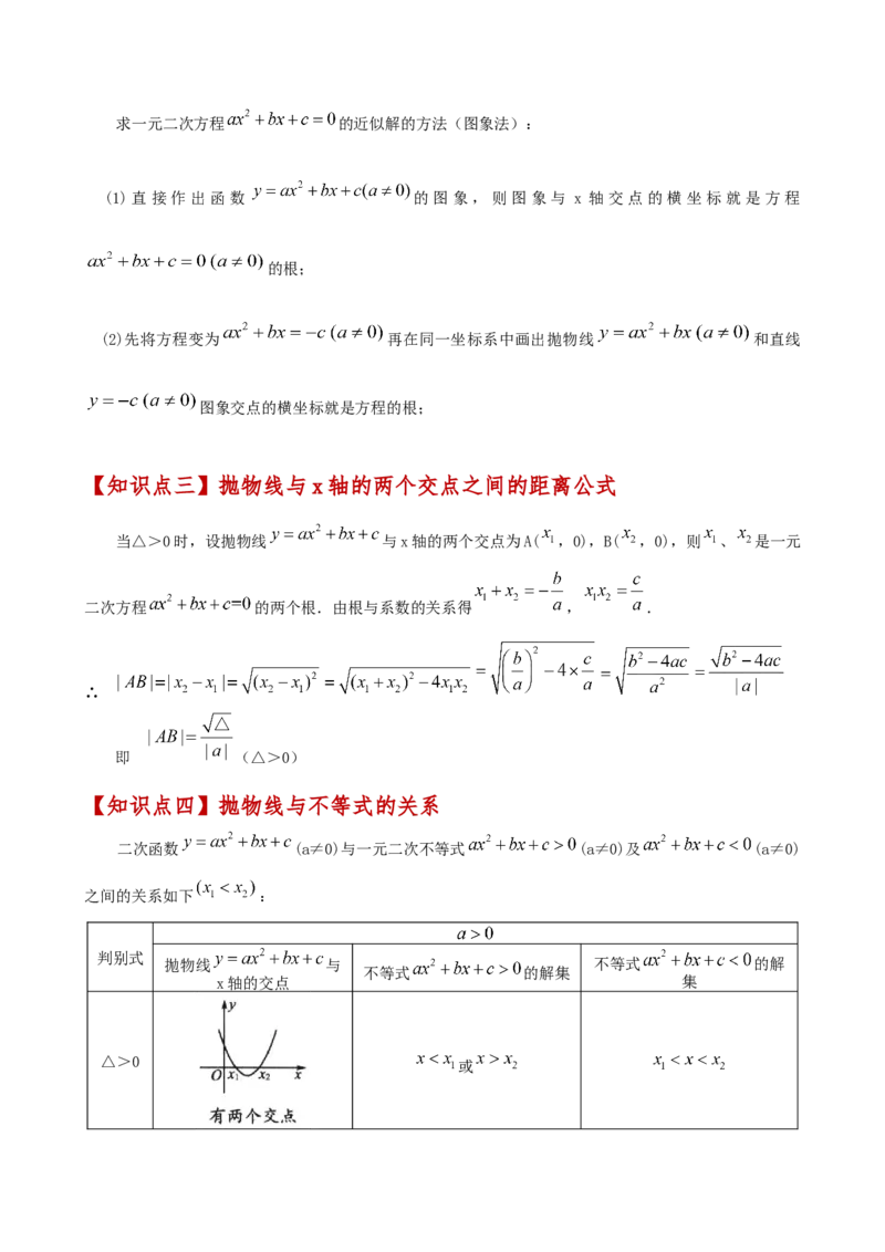 专题22.11二次函数与一元二次方程（知识梳理与考点分类讲解）（人教版）（学生版）_人教版数学九年级上册_版本二_九年级数学上册（人教版）_专题突破练习-V4_2025版