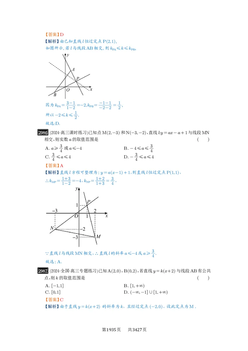第57讲直线的方程_高中三年全科资料_高考数学《必刷5000题》2025版_2025高考数学必刷5000题（解析版分章节PDF）