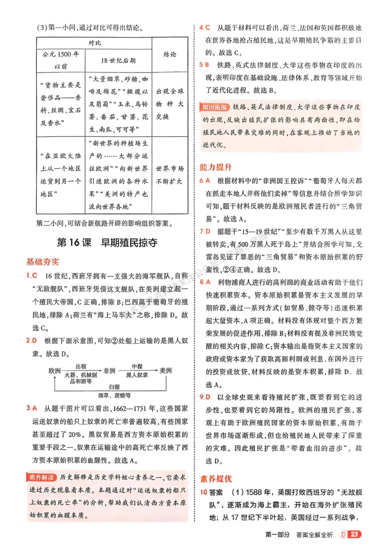 2026《初中53同步》历史九上答案解析_2026中考押题卷合集_2026新中考中考全科资料_2026版初中《5年中考3年模拟》9年级上册（历史）（人教）