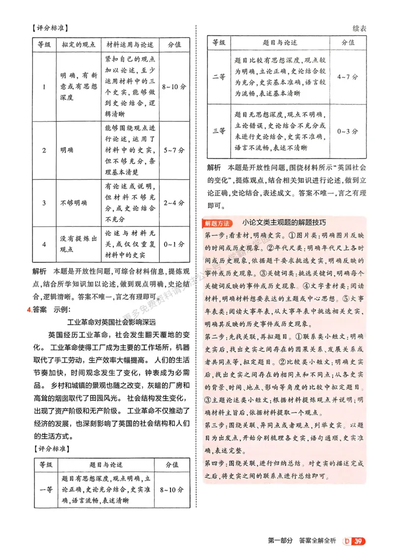 2026《初中53同步》历史九上答案解析_2026中考押题卷合集_2026新中考中考全科资料_2026版初中《5年中考3年模拟》9年级上册（历史）（人教）
