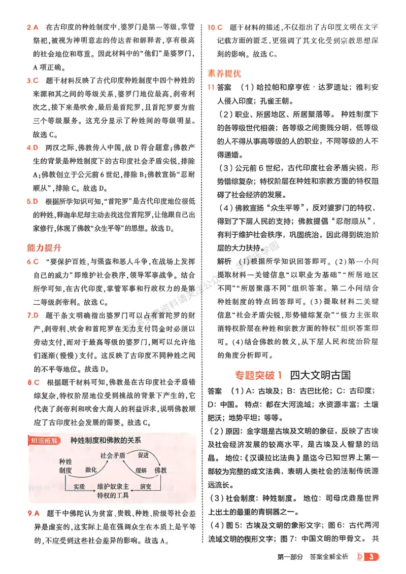 2026《初中53同步》历史九上答案解析_2026中考押题卷合集_2026新中考中考全科资料_2026版初中《5年中考3年模拟》9年级上册（历史）（人教）