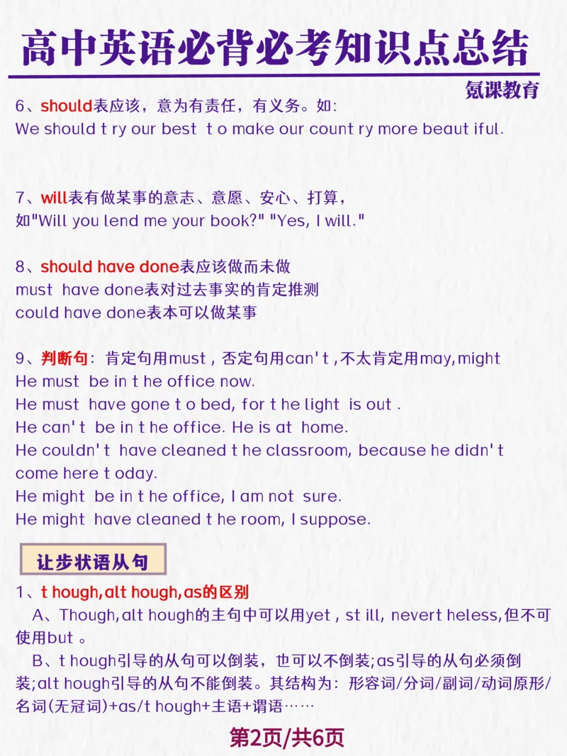 高中英语必背必考知识点总结_高中三年全科资料_高中三年全科资料_英语