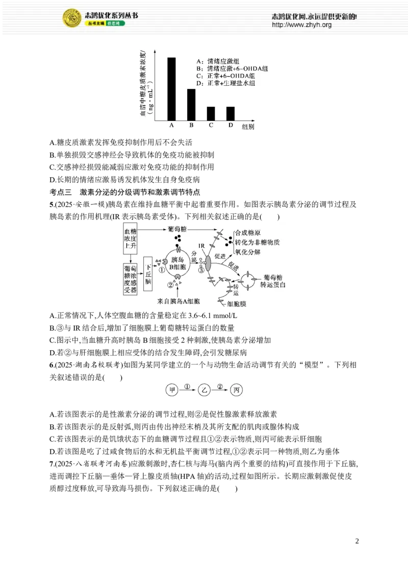 课时规范练39　激素与内分泌系统及激素调节的过程_高中三年全科资料_高中_高中1_2026版《优化设计》新高考版一轮（生物+数学）_2026优化设计一轮复习(生物)_课后习题