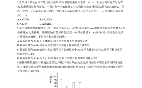 课时规范练25　自由组合定律的解题规律及应用_高中三年全科资料_高中_高中1_2026版《优化设计》新高考版一轮（生物+数学）_2026优化设计一轮复习(生物)_课后习题