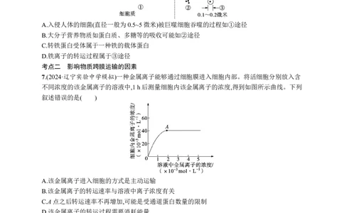 课时规范练9　物质出入细胞的方式及影响因素_高中三年全科资料_高中_高中1_2026版《优化设计》新高考版一轮（生物+数学）_2026优化设计一轮复习(生物)_课后习题