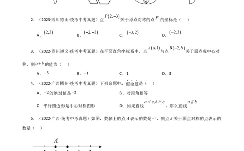 专题23.10中心对称（直通中考）-（人教版）_人教版数学九年级上册_版本二_九年级数学上册（人教版）_专题突破练习-V4_2024版