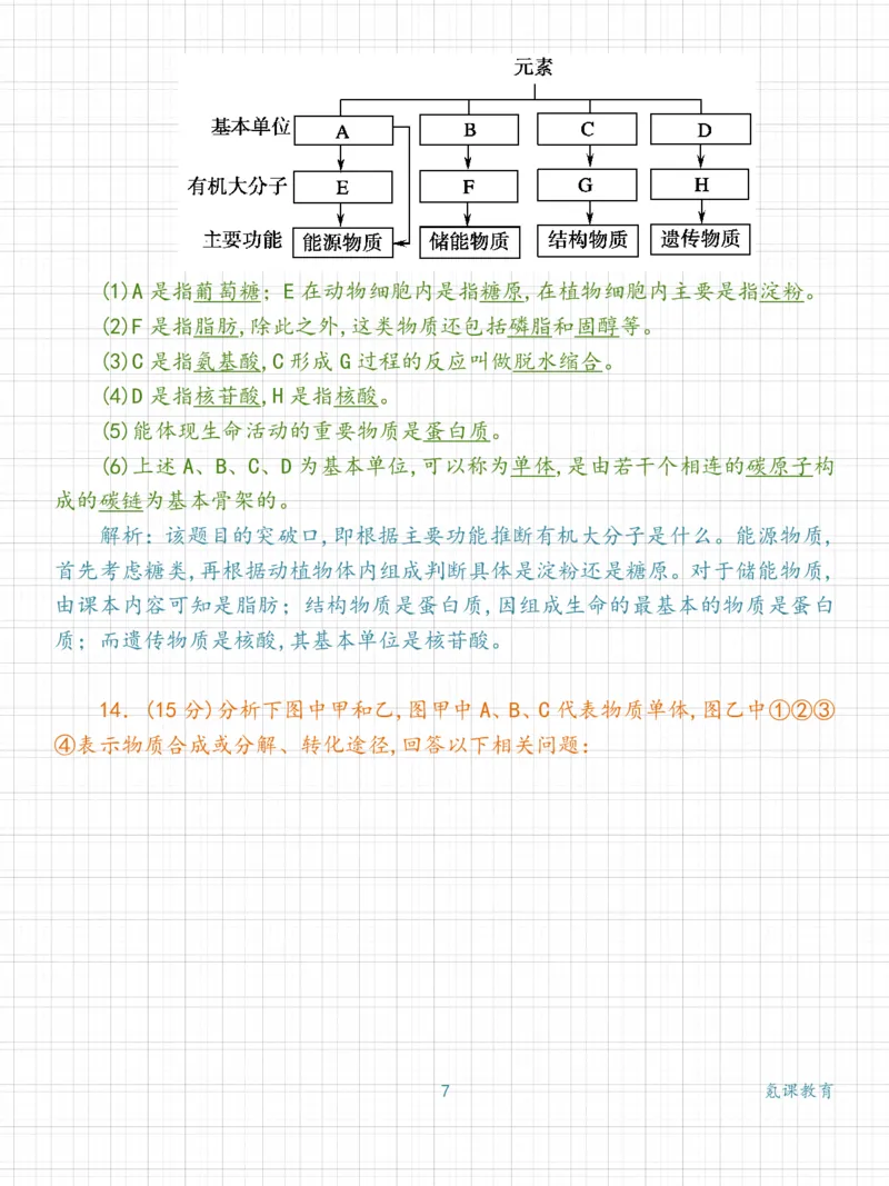 高中生物：细胞中的糖类和脂质练习_高中三年全科资料_高中三年全科资料_生物