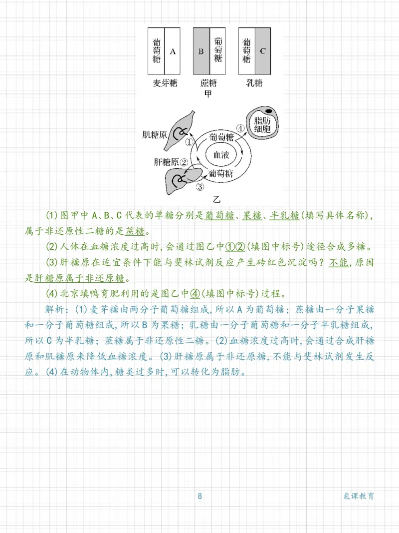 高中生物：细胞中的糖类和脂质练习_高中三年全科资料_高中三年全科资料_生物