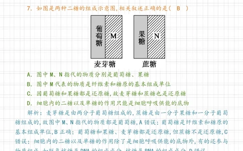 高中生物：细胞中的糖类和脂质练习_高中三年全科资料_高中三年全科资料_生物