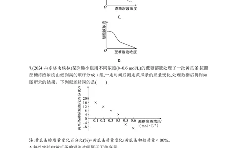 课时规范练8　水进出细胞的原理_高中三年全科资料_高中_高中1_2026版《优化设计》新高考版一轮（生物+数学）_2026优化设计一轮复习(生物)_高考总复习优化设计一轮用书生物H配人教版word