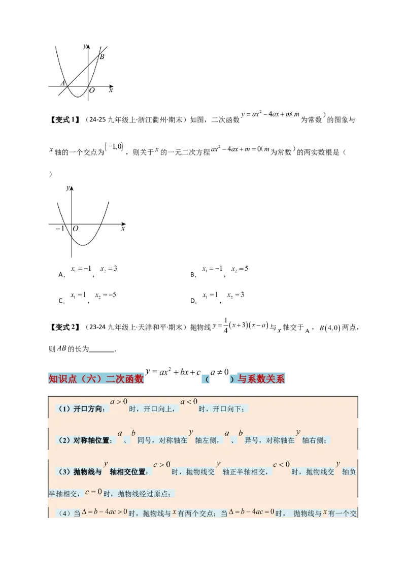专题22.7二次函数（全章知识梳理+题型精析+同步练习）（学生版）_人教版数学九年级上册_版本二_九年级数学上册（人教版）_专题突破练习-V4_2026版
