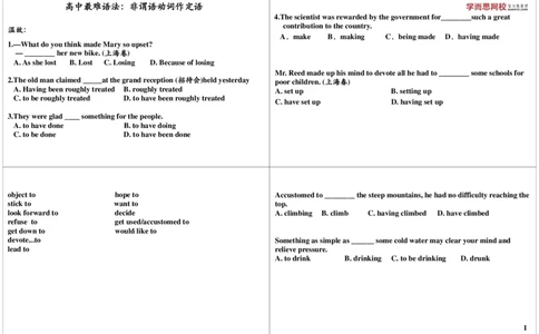 讲义_高中三年全科资料_高中_60课时学完高中英语_60课时学完高中全部英语（上）_第29讲：高中最难语法：非谓语动词作定语