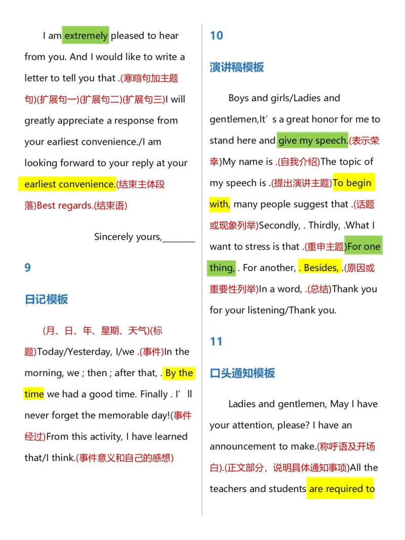 高中英语作文模板（有_高中三年全科资料_高中三年全科资料_英语