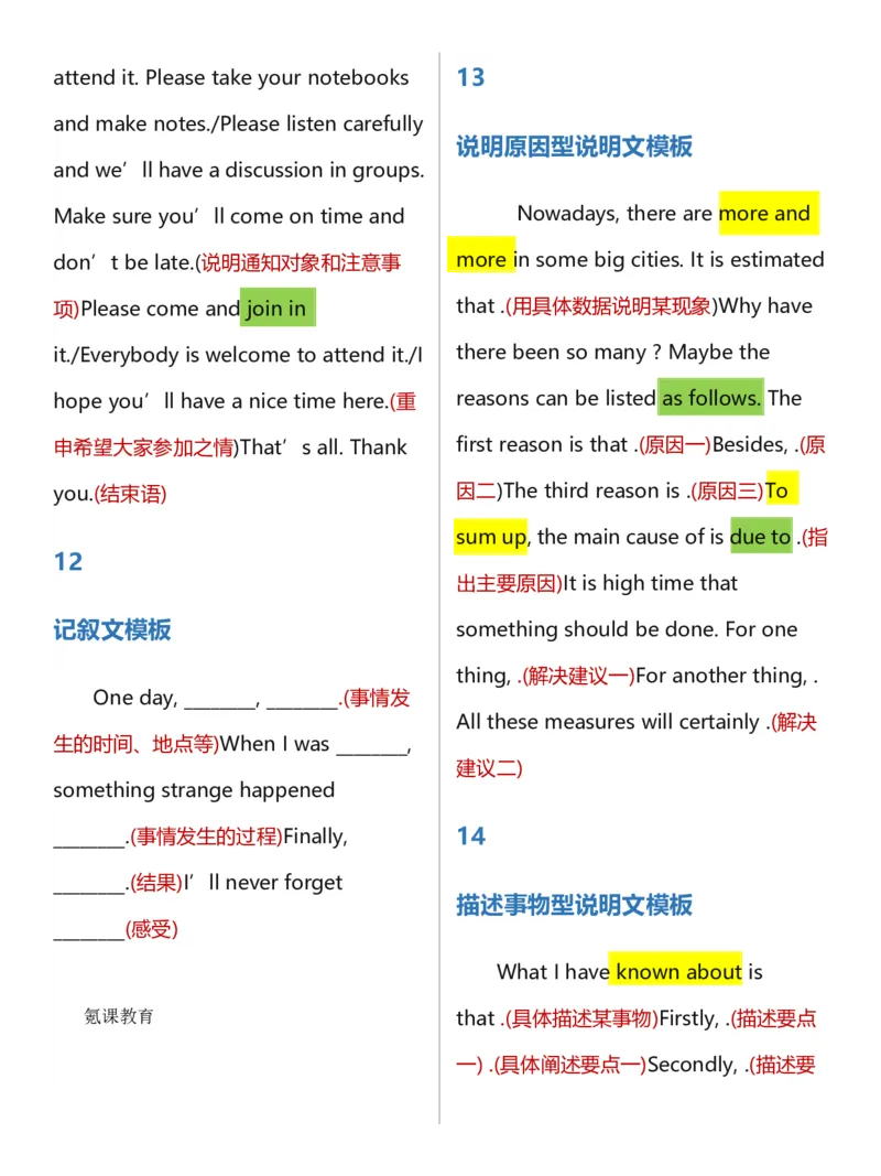高中英语作文模板（有_高中三年全科资料_高中三年全科资料_英语