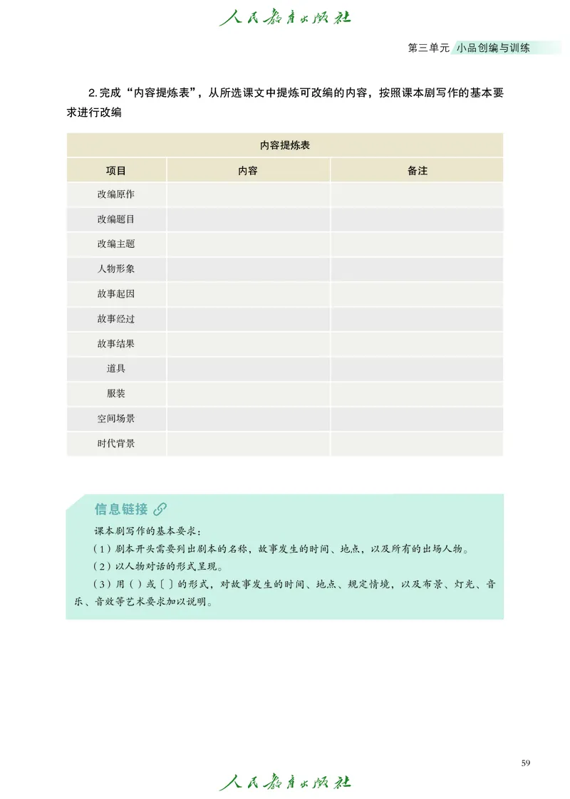 选择性必修4戏剧创编与表演_高中三年全科资料_高中_高中电子教材_高中艺术_人教版