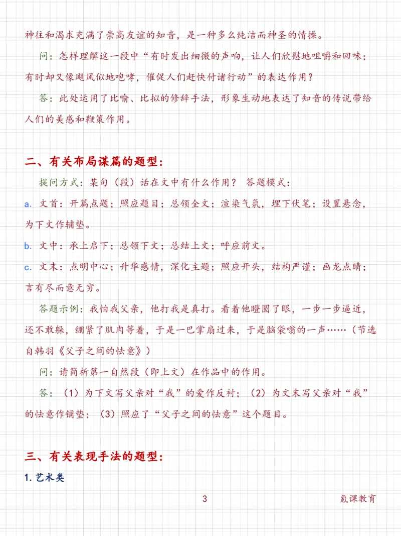 高中语文阅读理解答题模板_高中三年全科资料_高中三年全科资料_语文