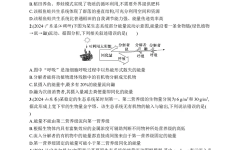 课时规范练51　生态系统的能量流动_高中三年全科资料_高中_高中1_2026版《优化设计》新高考版一轮（生物+数学）_2026优化设计一轮复习(生物)_课后习题