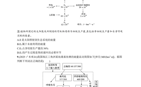 课时规范练51　生态系统的能量流动_高中三年全科资料_高中_高中1_2026版《优化设计》新高考版一轮（生物+数学）_2026优化设计一轮复习(生物)_课后习题