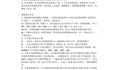高中生物遗传学基本规律解题方法综述_高中三年全科资料_高中_高中知识点整理_生物_初高中生物衔接