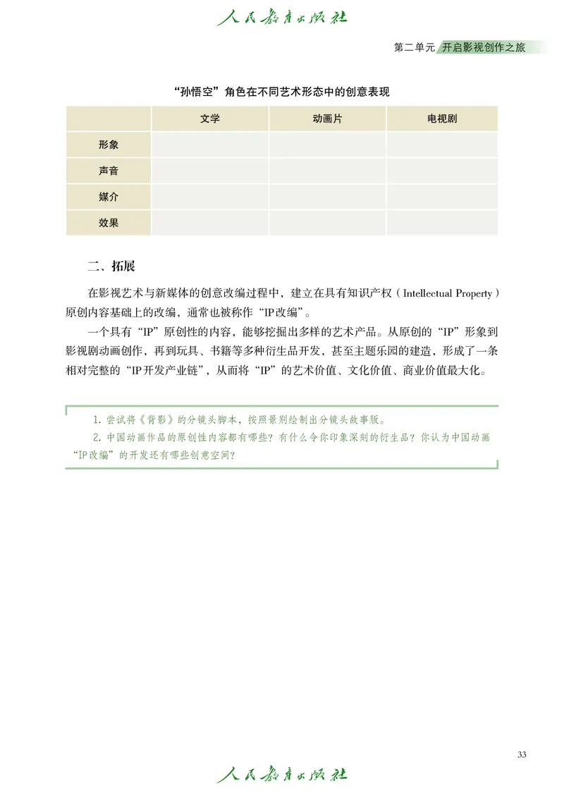 选择性必修5影视与数字媒体_高中三年全科资料_高中_高中电子教材_高中艺术_人教版