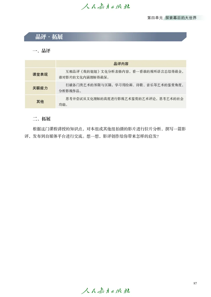 选择性必修5影视与数字媒体_高中三年全科资料_高中_高中电子教材_高中艺术_人教版