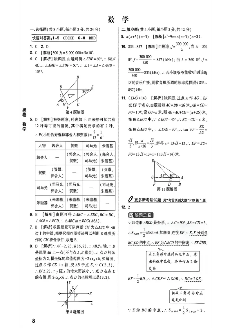 2026万唯内蒙古黑白卷黑卷答案_中考押题2026《中考押题》系列（9科全套实时更新中）_万唯2026版初中《万唯黑白卷》7科全套（内蒙古）