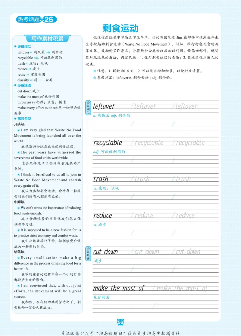高二&middot;必背范文_高中三年全科资料_高中_快乐考生&middot;英语字帖(1)