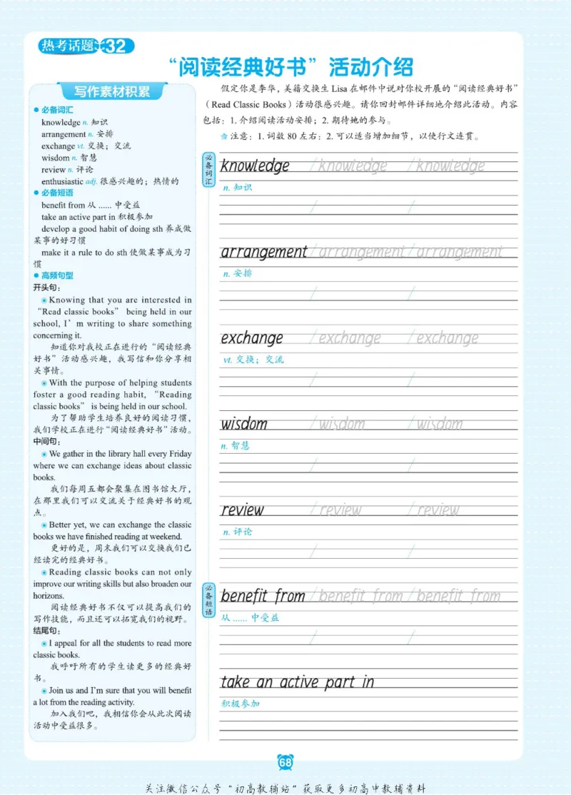 高二&middot;必背范文_高中三年全科资料_高中_快乐考生&middot;英语字帖(1)