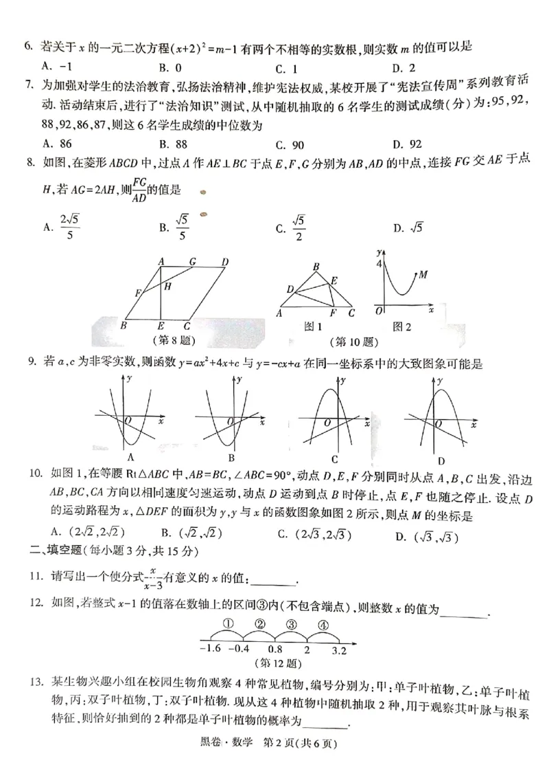 2026年河南省黑白卷数学试题及答案_中考押题2026《中考押题》系列（9科全套实时更新中）_万唯2026版初中《万唯黑白卷》7科全套（河南）
