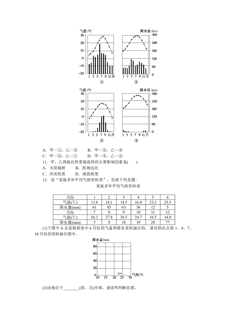 课时作业(六)　世界的气候_高中三年全科资料_高中_高中地理《课时作业》Word版(1)_人教版_区域地理&middot;新教材_区域地理&middot;新教材_课时作业（word）