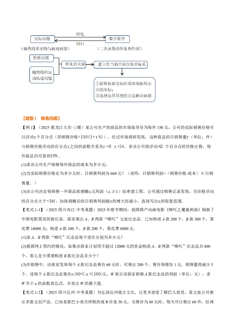专题22.5实际问题与二次函数（举一反三讲义）（学生版）_人教版数学九年级上册_版本二_九年级数学上册（人教版）_母题专项-U66_2026版
