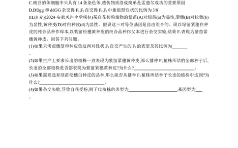 课时规范练24　自由组合定律的发现及应用_高中三年全科资料_高中_高中1_2026版《优化设计》新高考版一轮（生物+数学）_2026优化设计一轮复习(生物)_课后习题