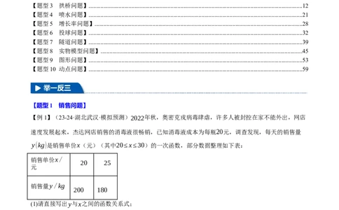 专题22.5实际问题与二次函数（十大题型）（举一反三）（人教版）（教师版）_人教版数学九年级上册_版本二_九年级数学上册（人教版）_母题专项-U66_2025版