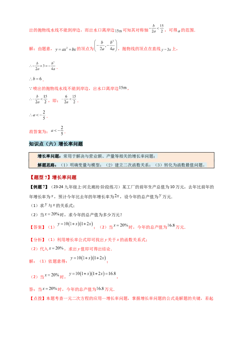 专题22.5实际问题与二次函数（知识梳理+题型精析+同步练习）（人教版）（教师版）_人教版数学九年级上册_版本二_九年级数学上册（人教版）_专题突破练习-V4_2026版