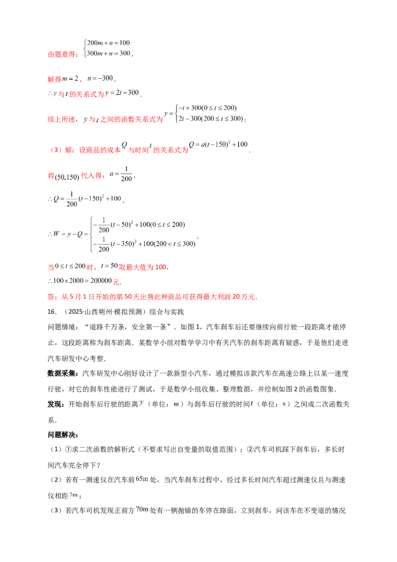 专题22.5实际问题与二次函数（知识梳理+题型精析+同步练习）（人教版）（教师版）_人教版数学九年级上册_版本二_九年级数学上册（人教版）_专题突破练习-V4_2026版