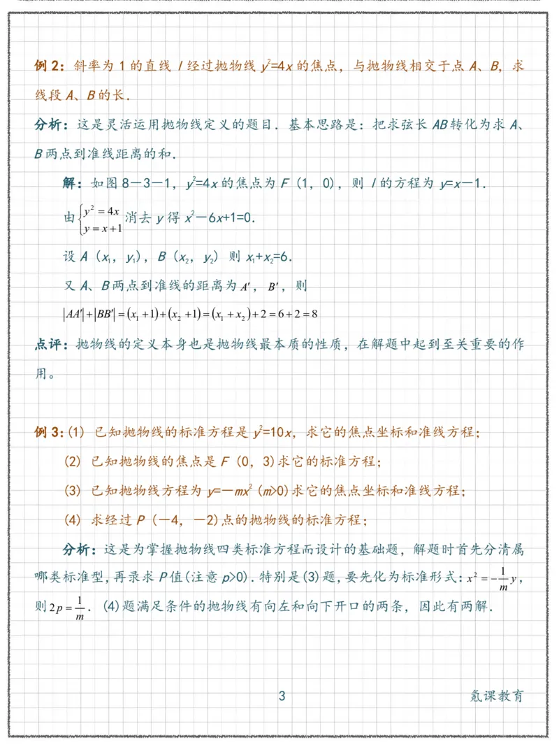 高二数学抛物线-经典例题1_高中三年全科资料_高中三年全科资料_数学