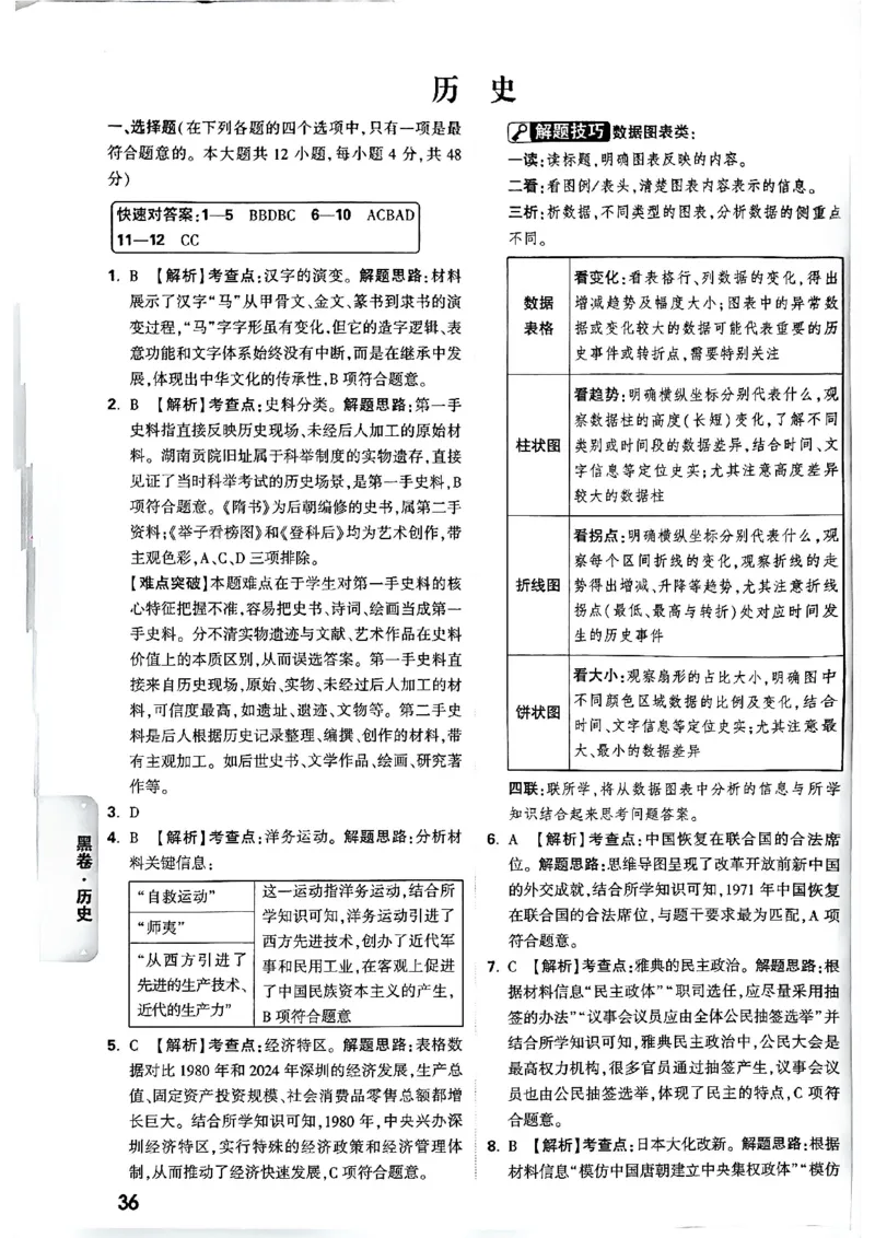 2026长沙万唯历史黑白卷答案_中考押题2026《中考押题》系列（9科全套实时更新中）_万唯2026版初中《万唯黑白卷》7科全套（长沙）_历史