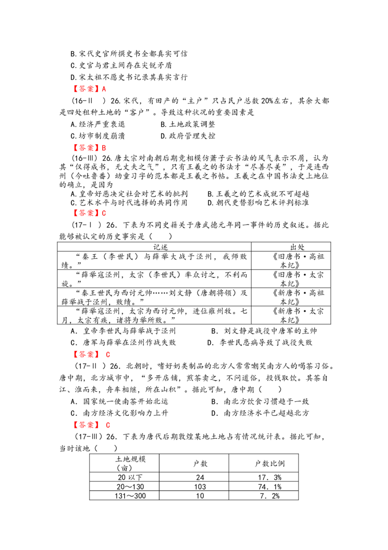 高考题分类整理_高中三年全科资料_高中_高中知识点整理_历史