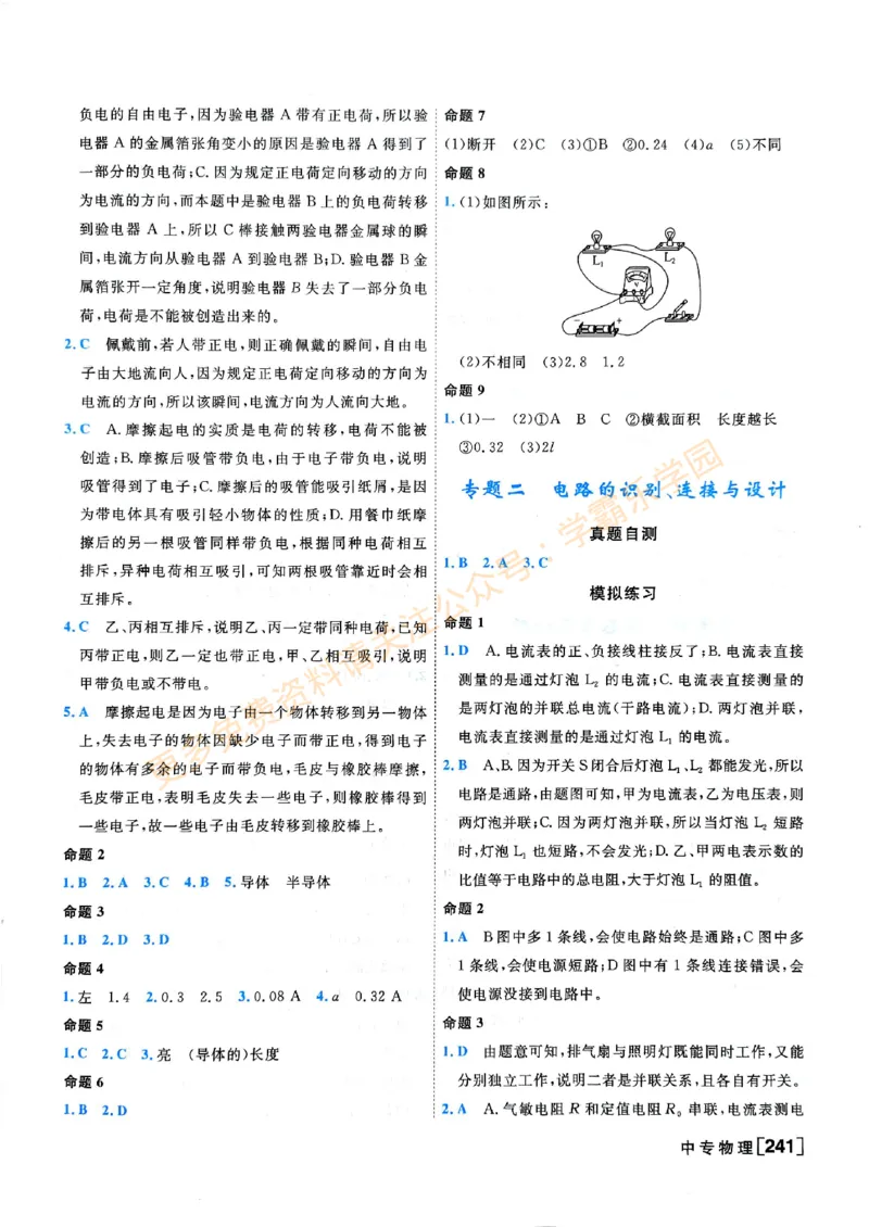 2026版《一飞冲天&middot;中考专项精品试题分类》物理答案_2026中考押题卷合集_2026新中考中考全科资料