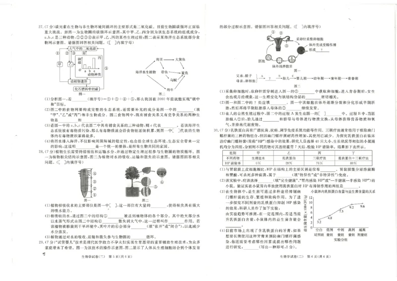 26版中考初中生物《河北启光中考模拟试卷》（含参考答案及评分细则）_中考押题2026《中考押题》系列（9科全套实时更新中）_2026版中考《启光中考模拟试卷6套》物化生地（河北）