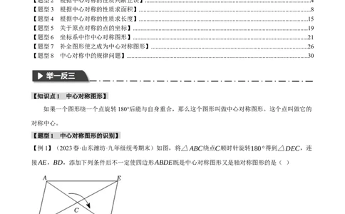 专题23.2中心对称（八大题型）（举一反三）（人教版）（教师版）_人教版数学九年级上册_版本二_九年级数学上册（人教版）_母题专项-U66_2024版
