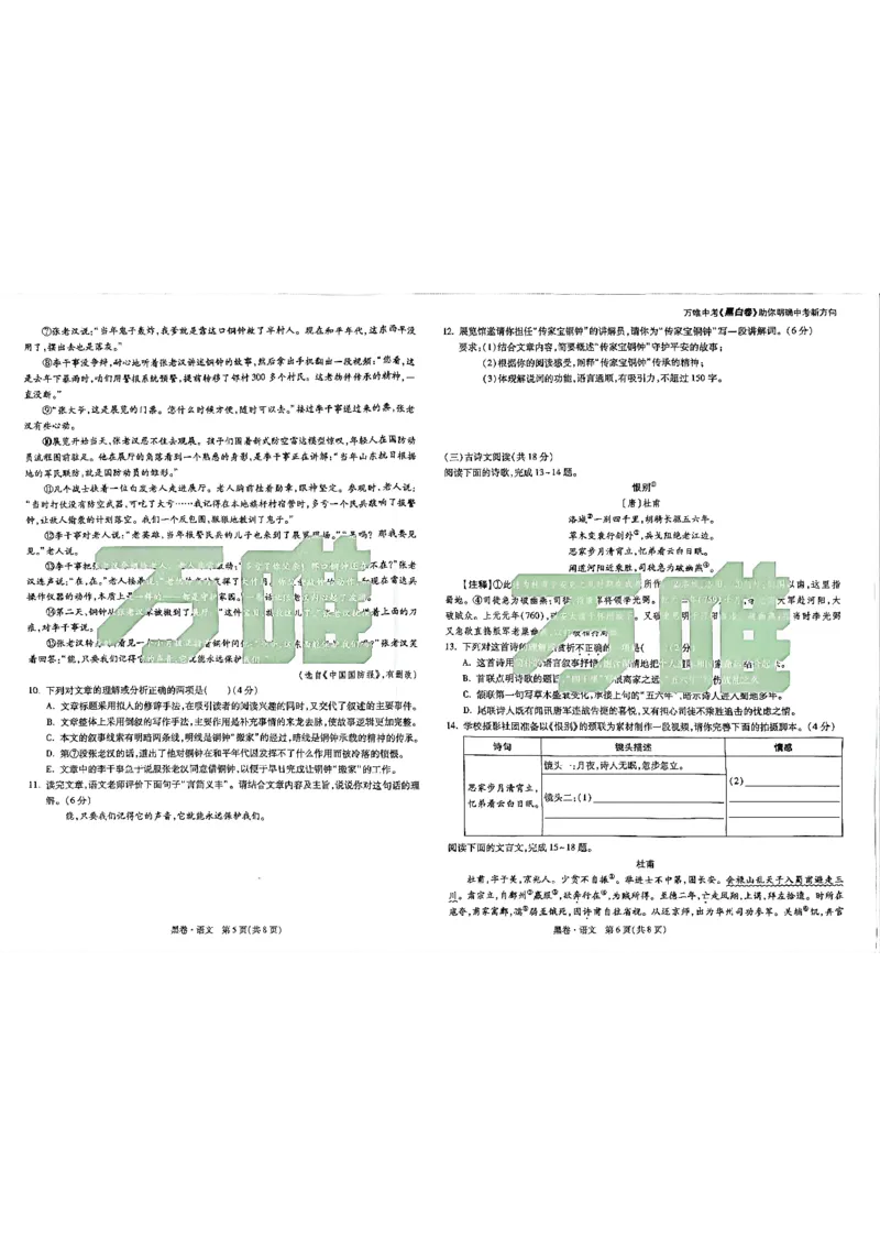 2026长沙万唯语文黑白卷_中考押题2026《中考押题》系列（9科全套实时更新中）_万唯2026版初中《万唯黑白卷》7科全套（长沙）_语文