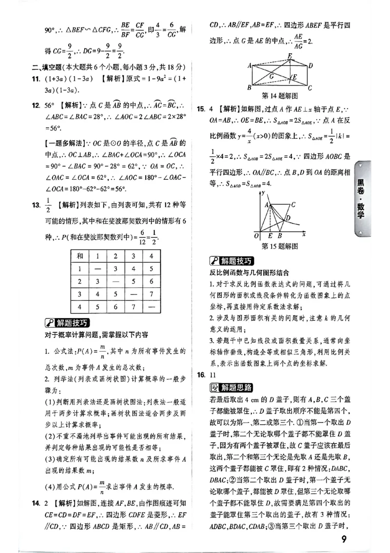 2026长沙万唯数学黑白卷答案_中考押题2026《中考押题》系列（9科全套实时更新中）_万唯2026版初中《万唯黑白卷》7科全套（长沙）_数学