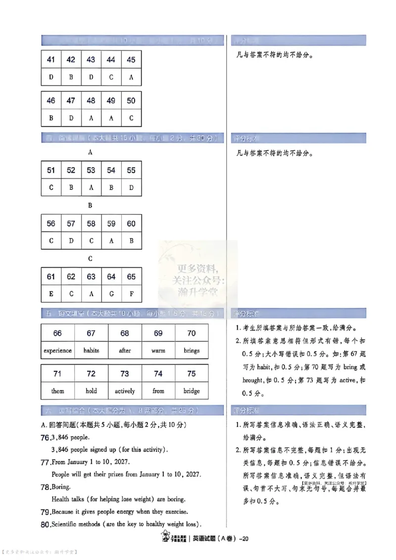 AB卷试题答案（7科合并）_中考押题2026《中考押题》系列（9科全套实时更新中）_2026版中考《天星中考临考预测卷》（7科全套）（广东版）