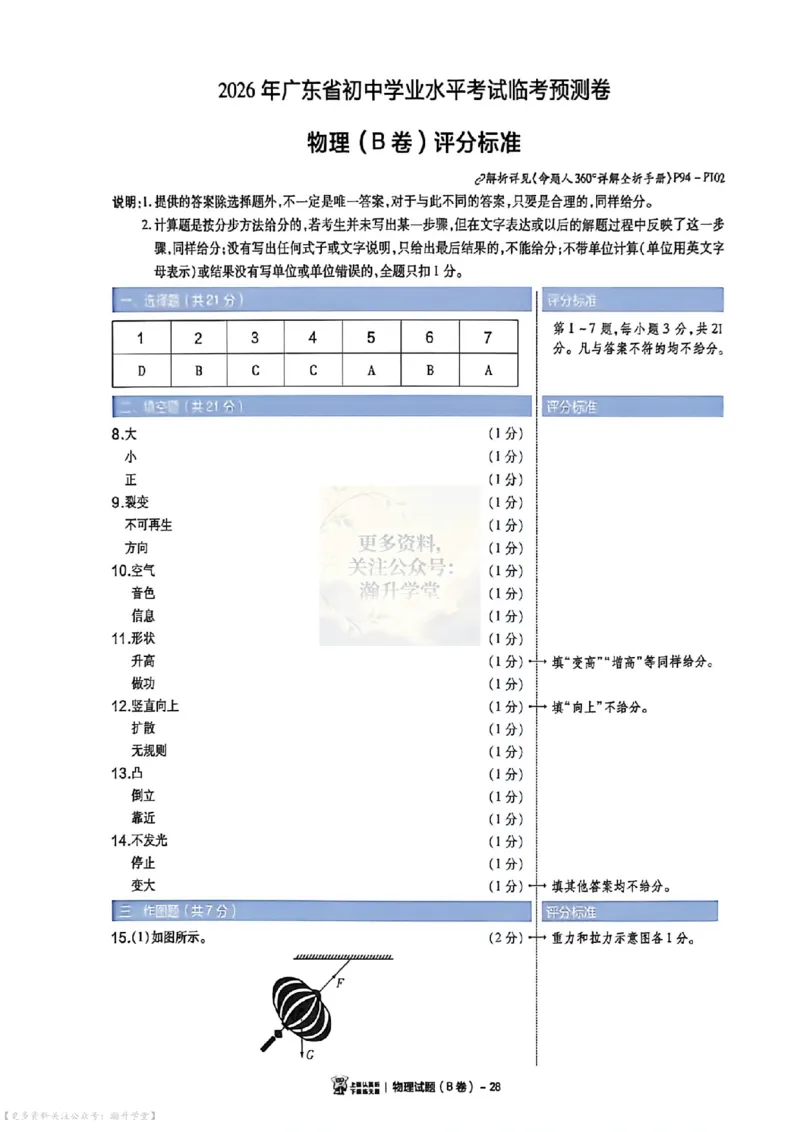 AB卷试题答案（7科合并）_中考押题2026《中考押题》系列（9科全套实时更新中）_2026版中考《天星中考临考预测卷》（7科全套）（广东版）