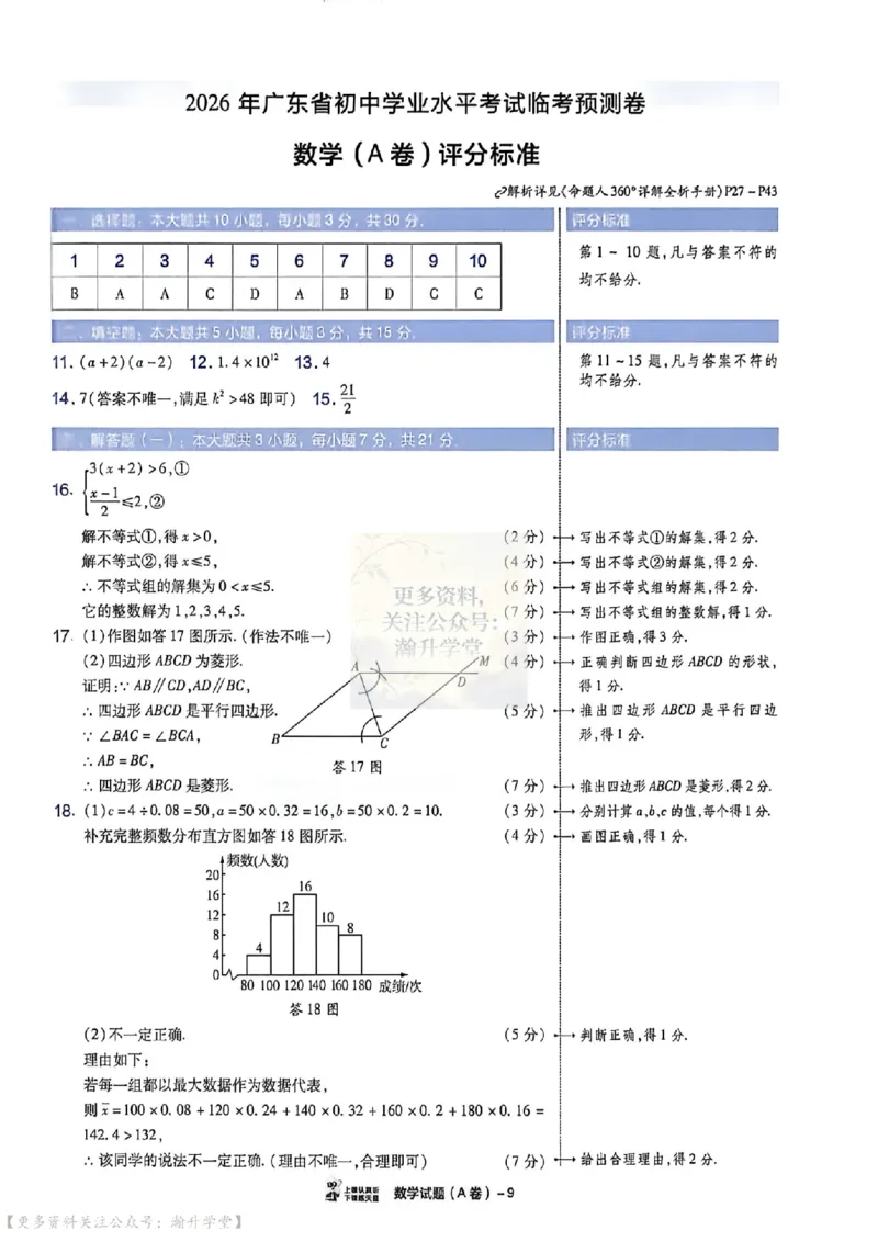AB卷试题答案（7科合并）_中考押题2026《中考押题》系列（9科全套实时更新中）_2026版中考《天星中考临考预测卷》（7科全套）（广东版）