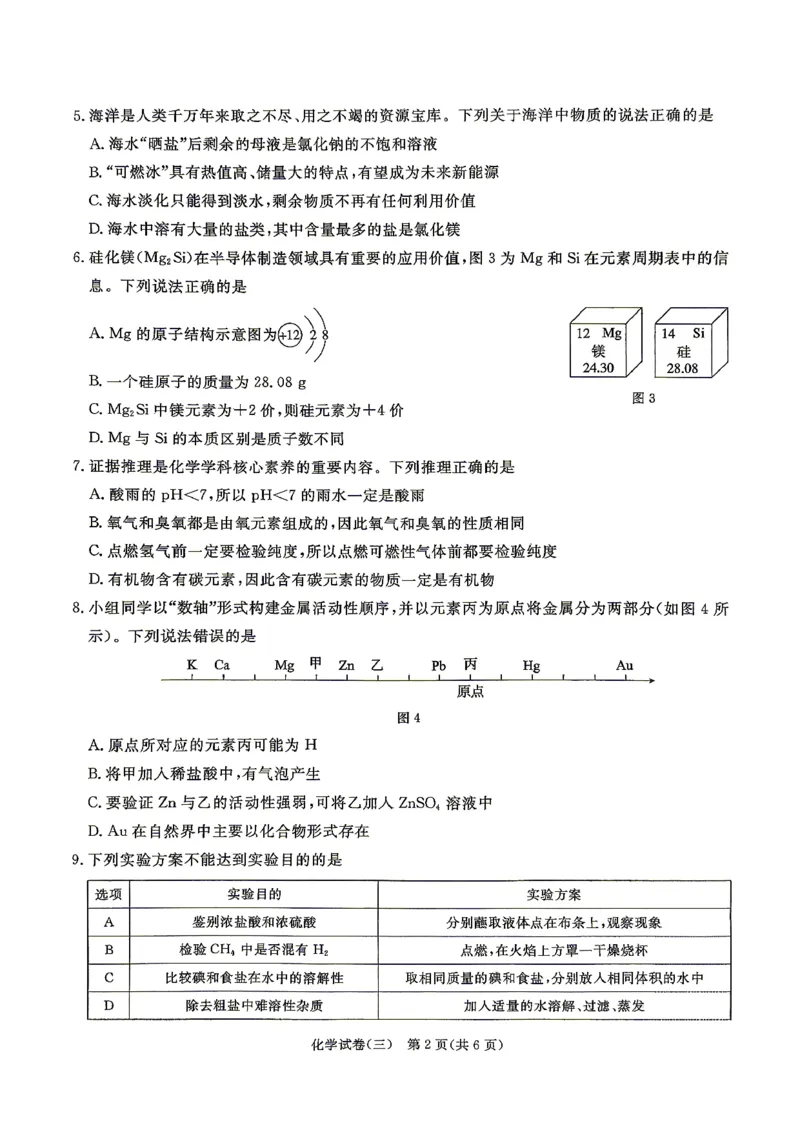 26版中考初中化学《河北启光中考模拟试卷》（含参考答案及评分细则）_中考押题2026《中考押题》系列（9科全套实时更新中）_2026版中考《启光中考模拟试卷6套》物化生地（河北）